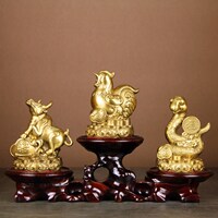 益鼎貴黃銅十二生肖三合貴人蛇雞牛巳酉丑三合局家居客廳工藝擺件