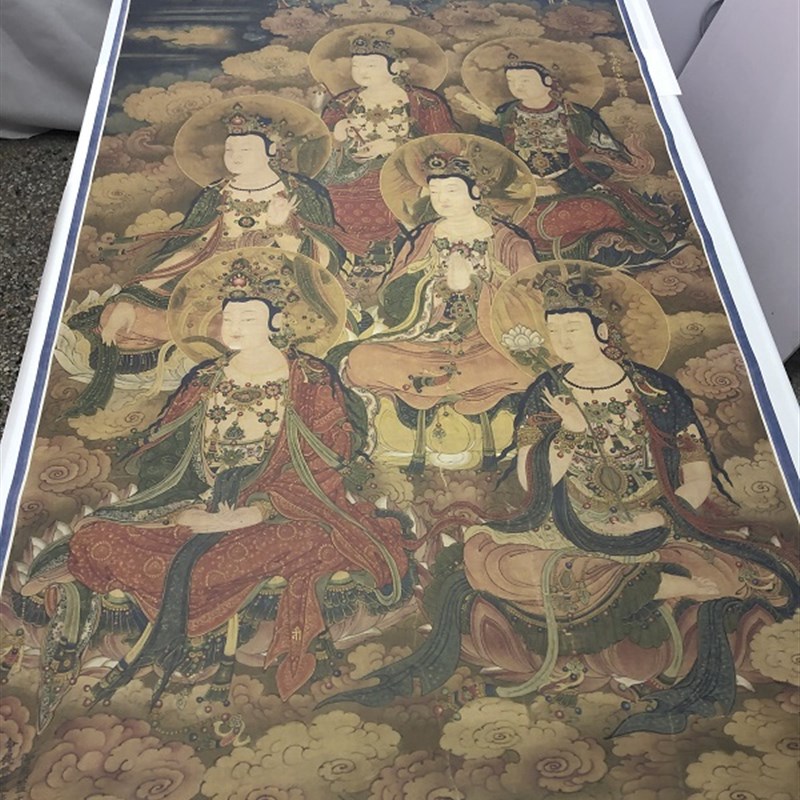 明 王勤 等觉位十地菩萨像绢本 仿古佛像工笔画像临摹学习装饰画