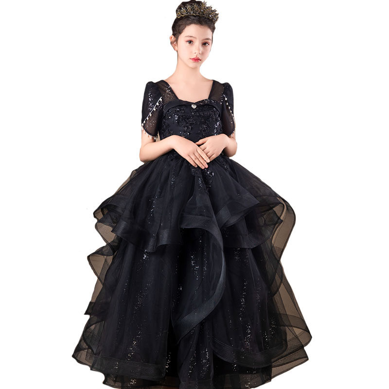 2023新款高端女大童小提琴演奏钢琴演出礼服儿童生日宴会公主长裙