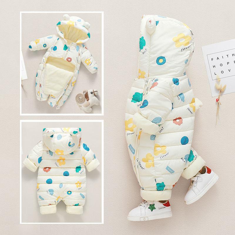 2021新生儿爬爬服婴儿连体衣冬季加厚外出服男女宝宝新款羽绒棉服
