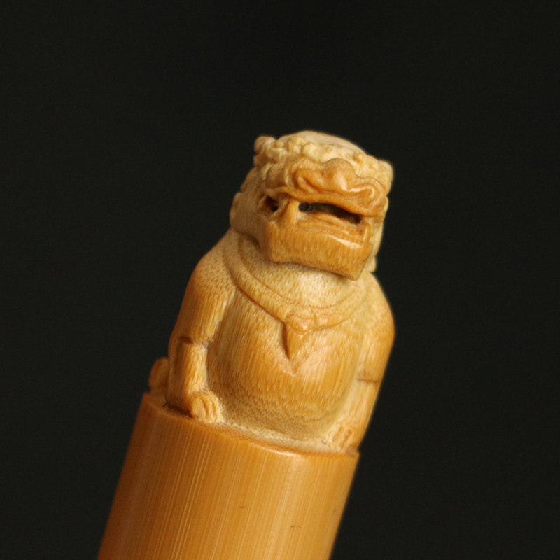 精品纯手工雕刻神兽天然实心竹手把件竹雕玉竹把玩印章料挂件