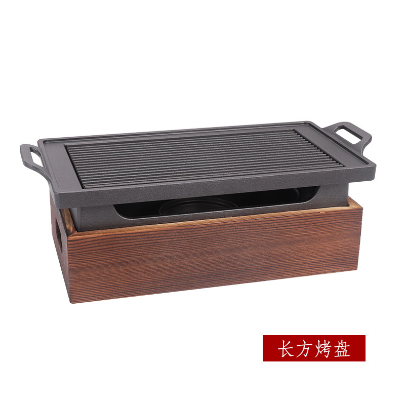 日式长方烧烤盘竹节陶板长方竹节烤盘酒精蜡烧烤炉料理烧烤炉包邮