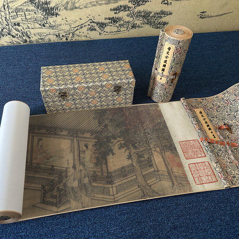 宋 李唐 晋文公复国图 工笔人物画高清微喷学习临摹装饰画手卷