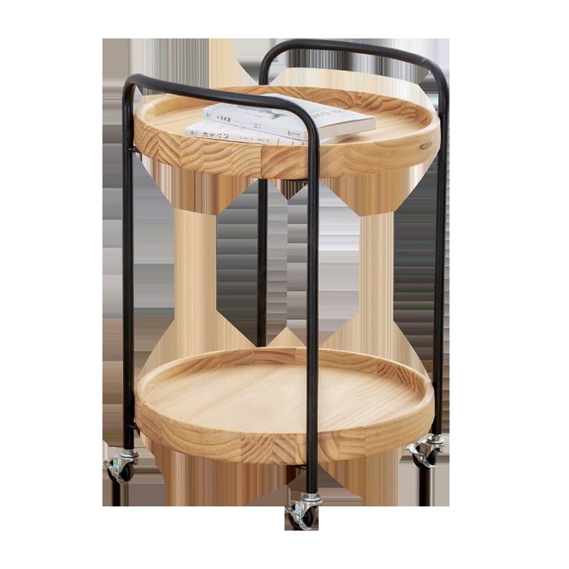 凯的家具实木可移动轻奢边几小户型客厅创意角几带轮圆形推车茶几