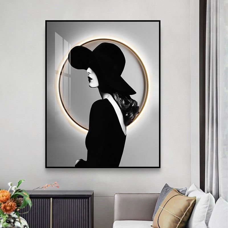 电表箱装饰画竖版时尚人物遮挡配电箱总开关盒挂画可推拉客厅墙画