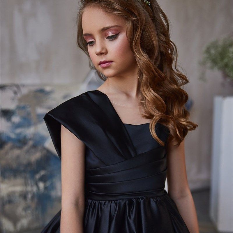 新款女儿童高端大提琴演奏礼服中大童轻奢钢琴演出服缎面拖尾长裙