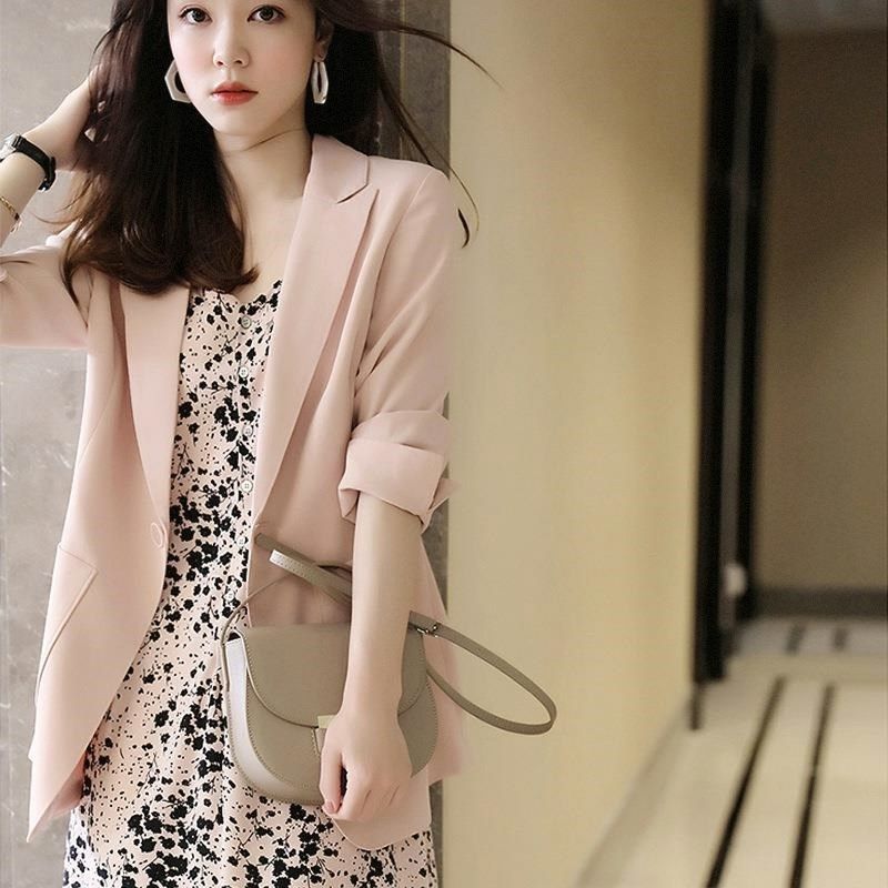大码女装薄款西装外套2024春夏胖MM200斤洋气雪纺碎花连衣裙套装