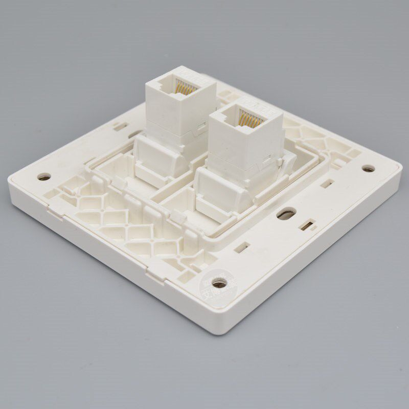 双口直通网线口插座超五类电脑模块二位网络插对接双通头信息面板