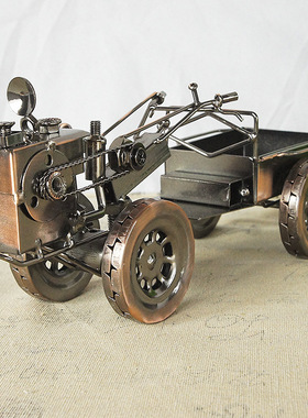 手工铁艺制作金属三轮车手扶拖拉机汽车模型装饰品工艺品摆件礼物