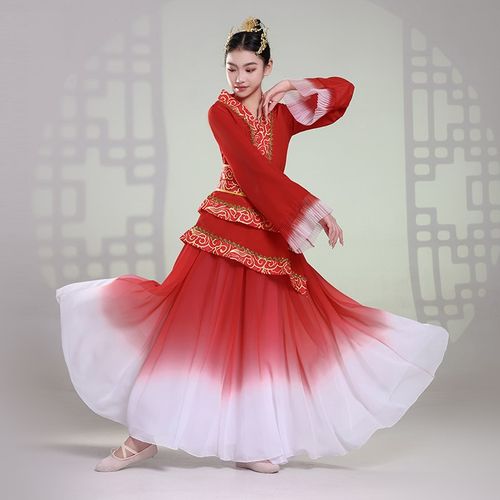 古典舞蹈服飘逸身韵纱裙古装女汉服女中国风舞蹈大摆裙古风演出服