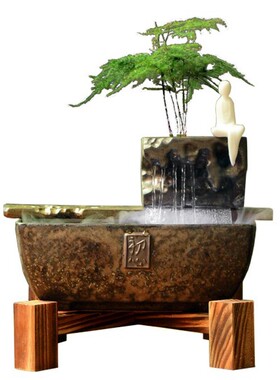 浅池中式家居客厅摆件招财流水鱼缸创意陶瓷工艺品玄关装饰小礼品