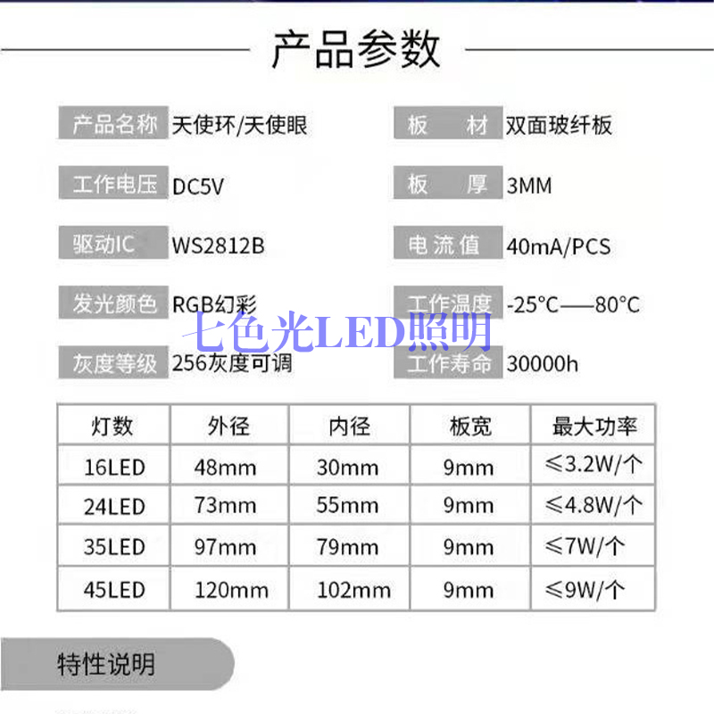 WS2812B内置5V全彩贴片圆环8/16/24/35/灯天使眼灯圆圈形幻彩灯圈