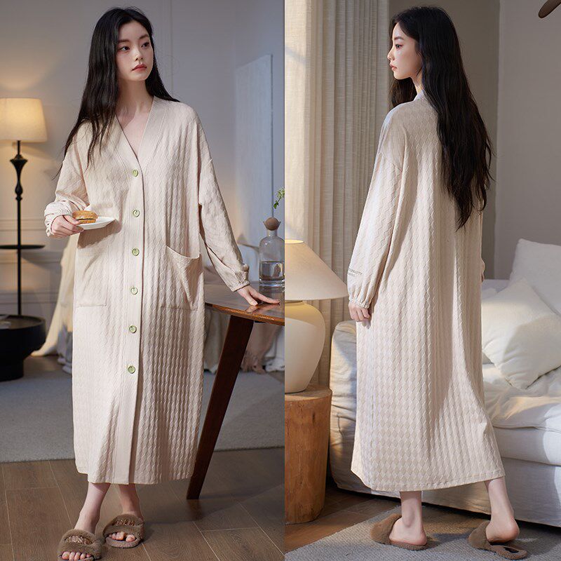 轩靓睡裙女士春秋季纯棉睡衣长袖2025新款开衫睡袍大码浴袍家居服,女士内衣/男士内衣/家居服,睡袍/浴袍,淘宝优惠券,粉丝福利购,淘宝优惠卷