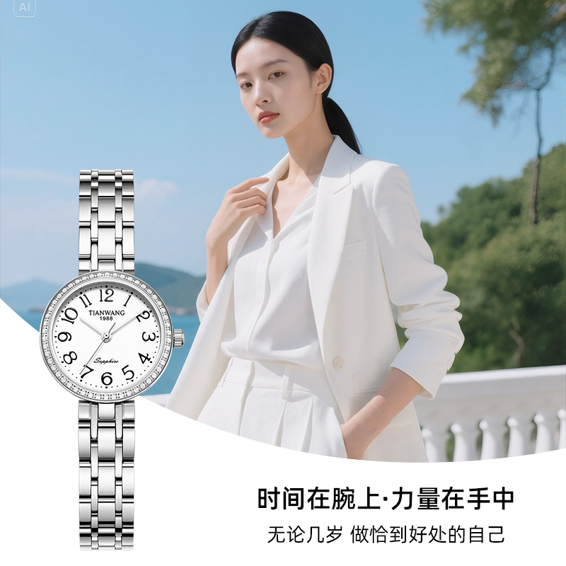 官方正品天王品牌手表新款通勤气质女士手表钢带石英小圆表31534