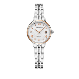 天王表官方正品女士手表带日历手表女款钢带石英表31374 新年礼物