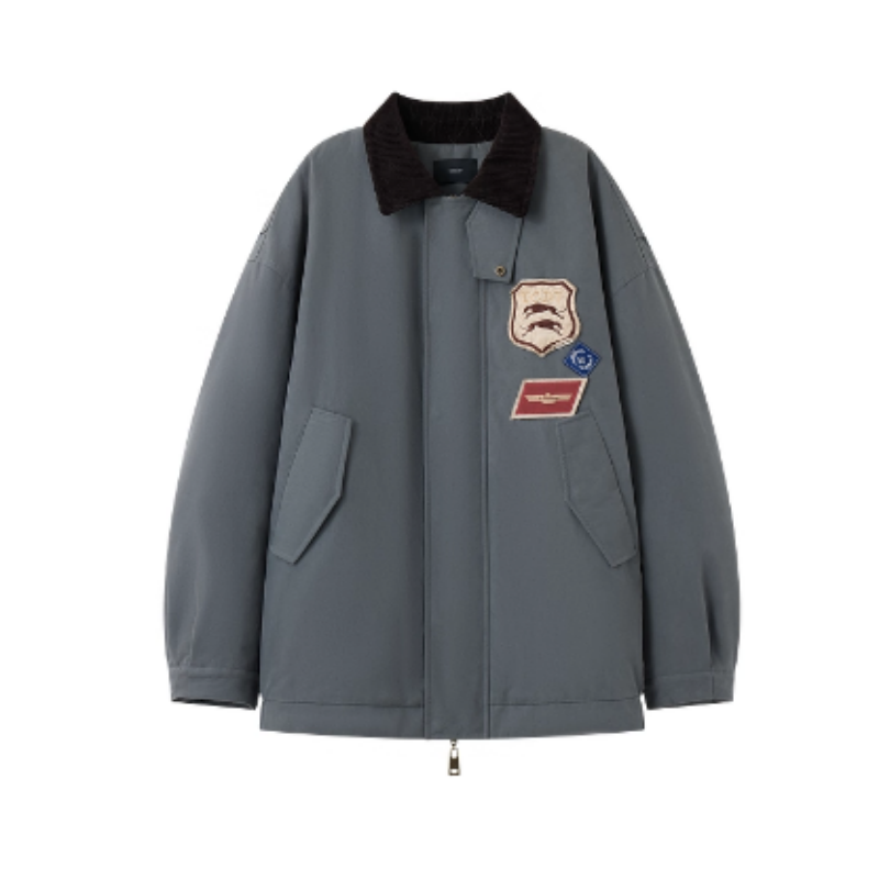 ICEDUST25秋冬撞色灯芯绒拼接棉服加厚美式夹克外套Rainbow集合店