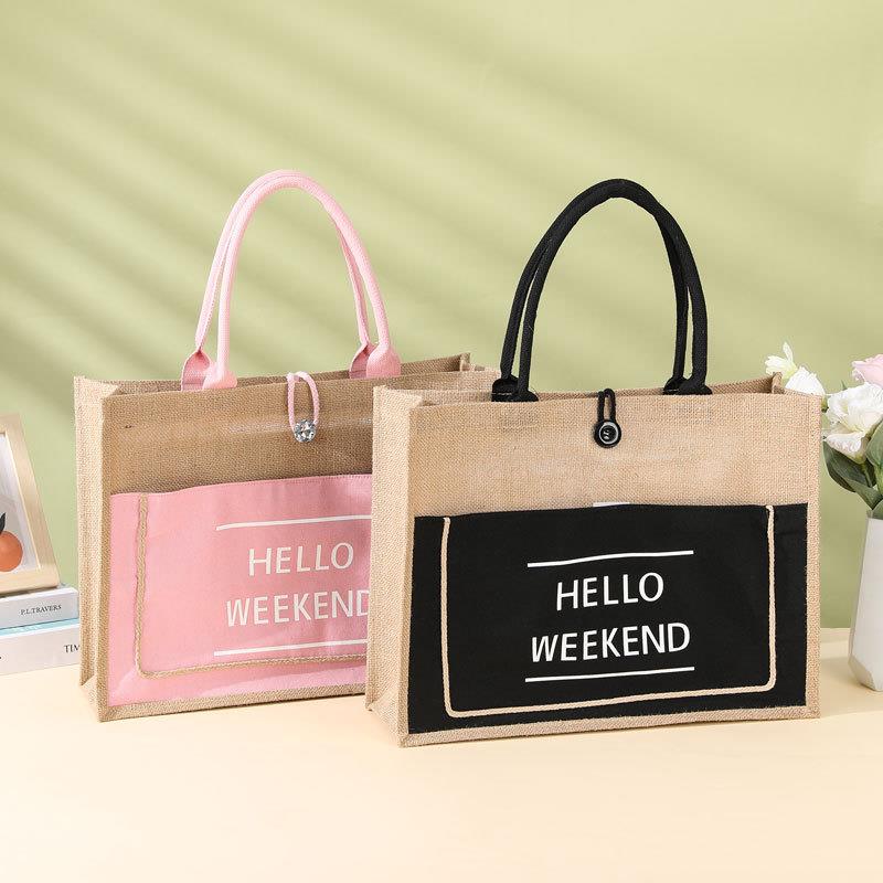 直销新款麻布袋定制帆布托特包加厚防水帆布袋购物手提袋大容量通