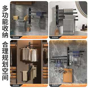 跨境旋转毛巾架免打孔卫生间架子挂架毛巾杆浴室神器挂毛 直销新款