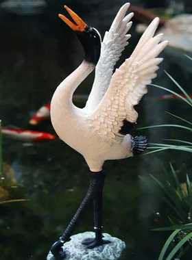 新款直销庭院假山仙鹤摆件流水景观饰品户外院子花园草坪鱼池造景