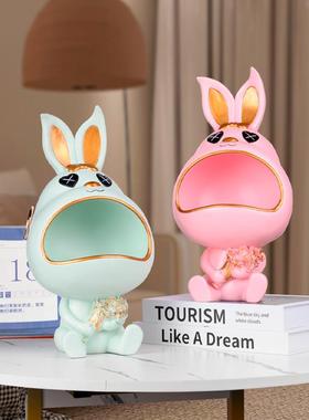 直销新款兔子摆件玄关钥匙收纳入户门口创意家居电视柜装饰品树脂