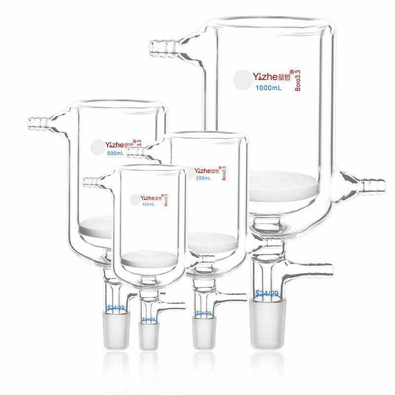 双层玻璃抽滤漏斗高硼硅玻璃夹套砂芯过滤漏斗实验室砂板漏斗