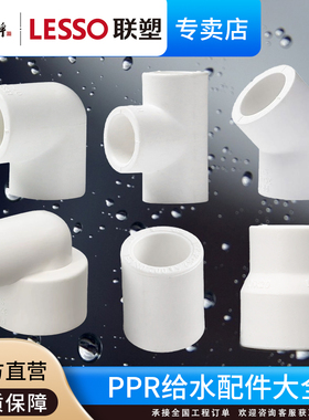 联塑PPR给水管配件大全异经45度弯头变径直通直接三通热熔管套4分