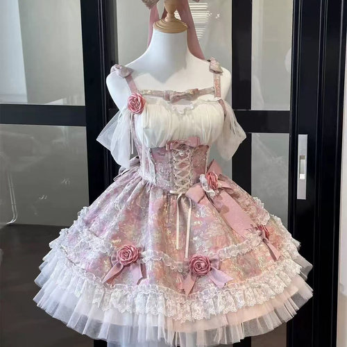 少女花园lolita粉蓝短款公主裙