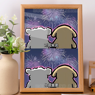 线条小狗可爱摆件女朋友情人节生日礼物 你很重要 对我来说