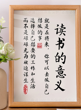 读书的意义励志相框摆台激励自己桌面书法字画摆件挂画学生礼物潮