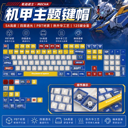 机甲主题四面透光sa高度键帽