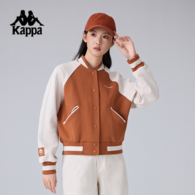 Kappa卡帕背靠背2025新款运动外套女款复古针织开衫上衣休闲夹克