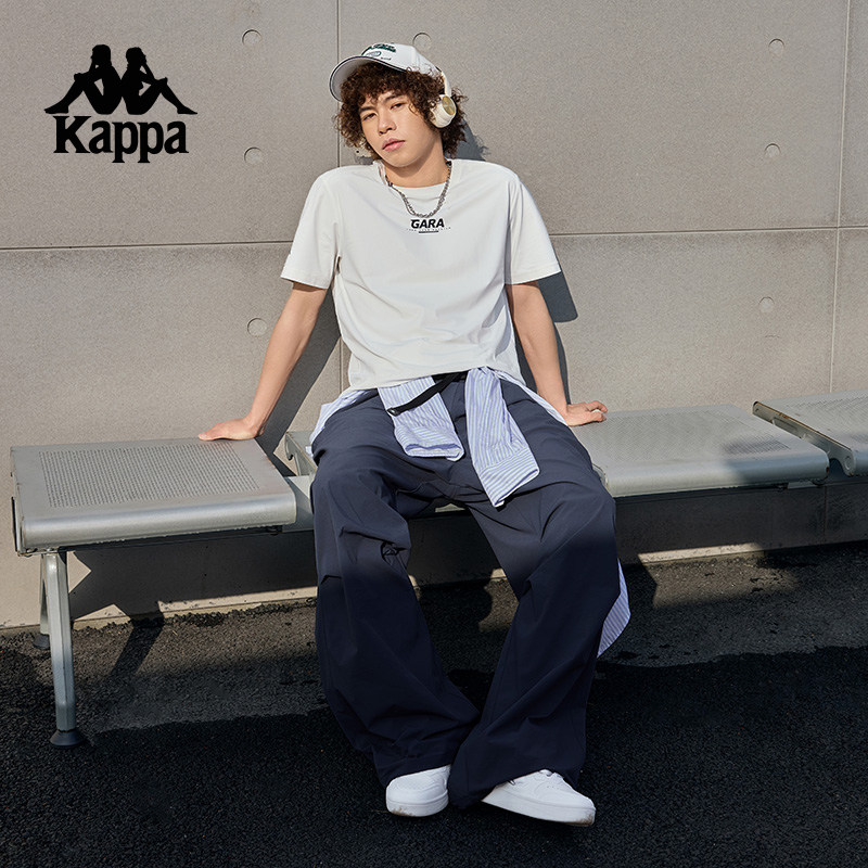 Kappa卡帕背靠背2025新款凉感T恤男夏季运动短袖圆领简约休闲半袖