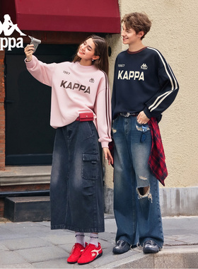 Kappa卡帕情侣卫衣女秋季新款潮流撞色美式复古套头长袖上衣男款