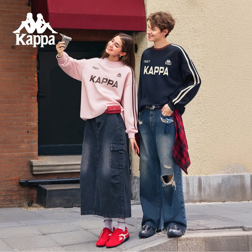 Kappa卡帕情侣卫衣女秋季新款潮流撞色美式复古套头长袖上衣男款