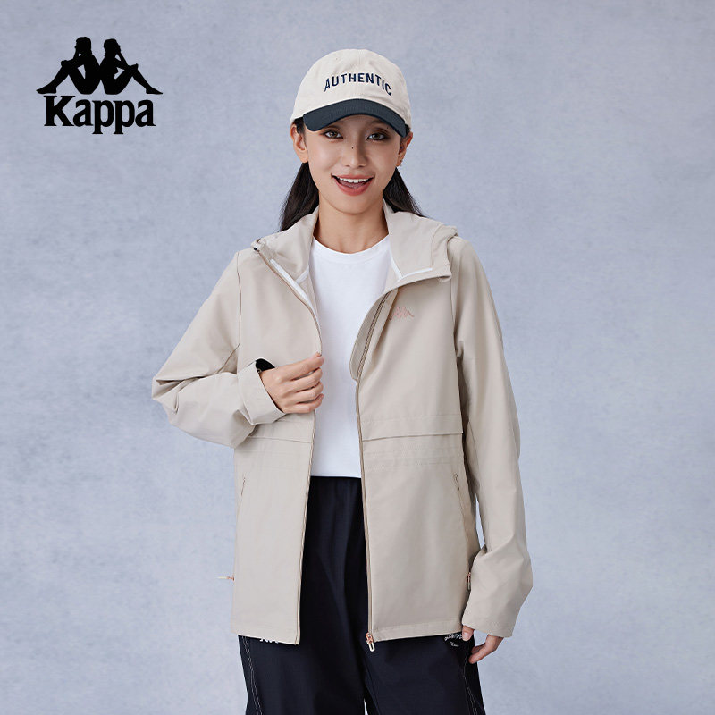 Kappa卡帕背靠背运动防风衣女款2025新款防泼水开衫外套透气上衣