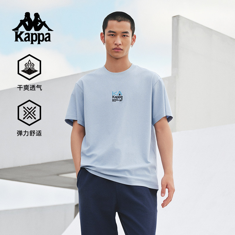 Kappa卡帕背靠背运动短袖男2025夏季新款简约t恤宽松休闲上衣男款