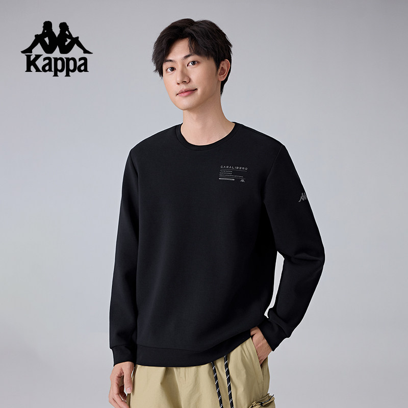Kappa卡帕背靠背2025新款运动卫衣男圆领针织套头衫休闲长袖上衣