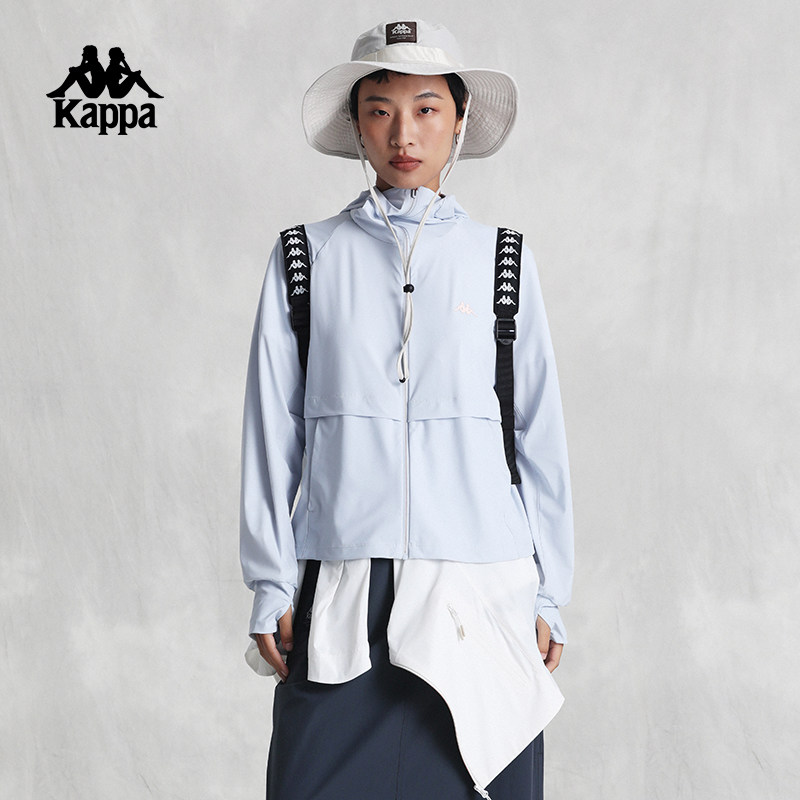 Kappa卡帕背靠背开身帽衫2025新款女夏季凉感休闲防晒衣长袖外套
