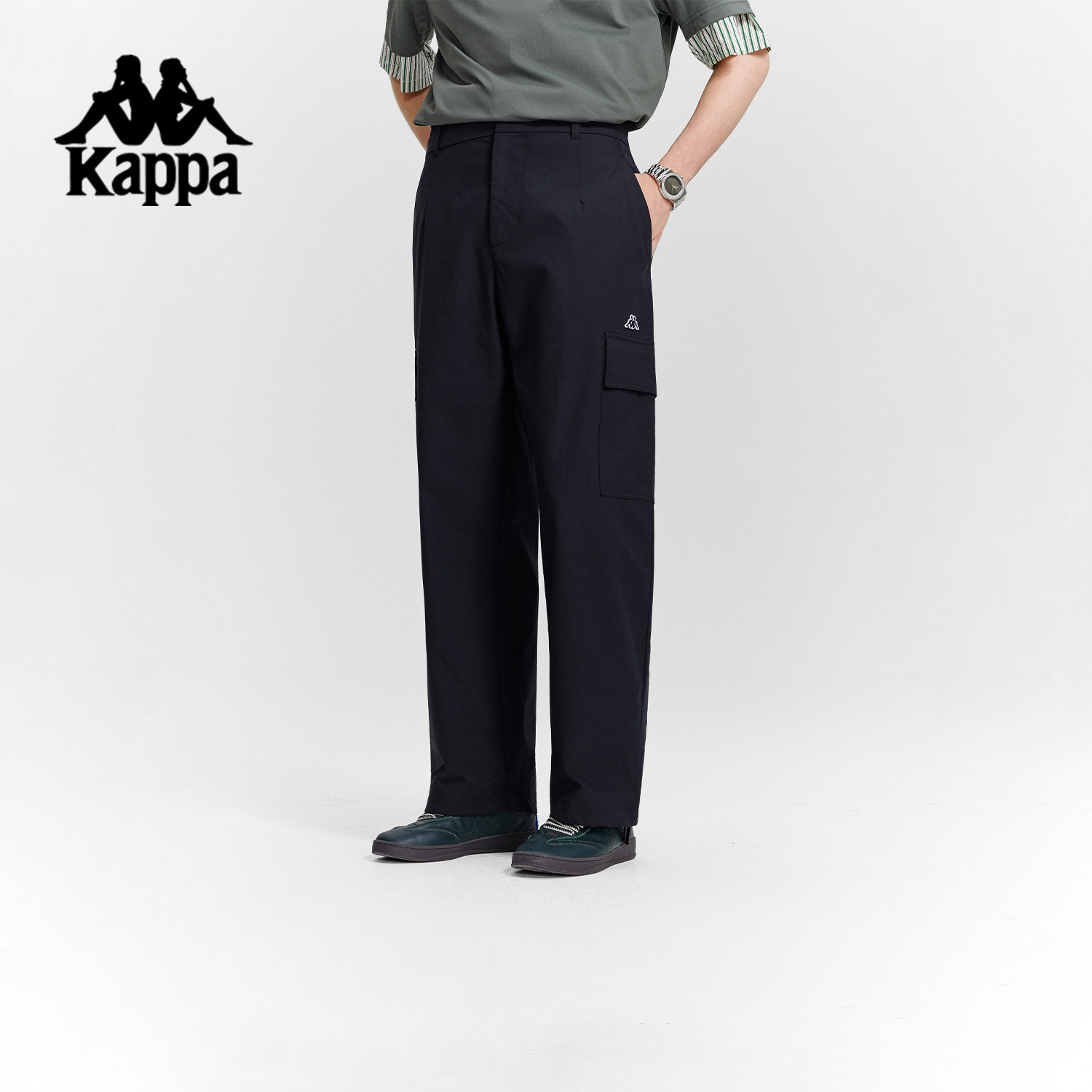 Kappa卡帕背靠背运动长裤男2025新款秋季休闲刺绣直筒裤工装裤子
