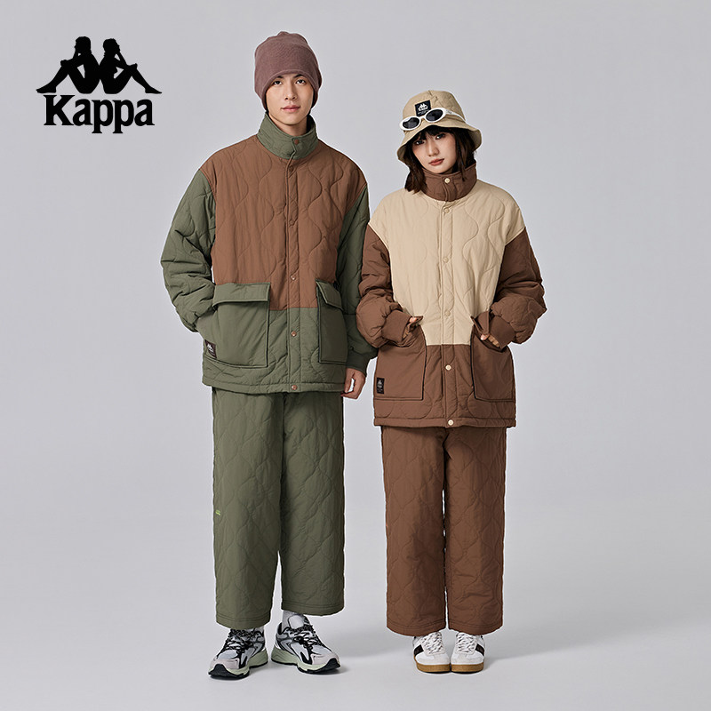 Kappa卡帕背靠背棉衣棉服女秋冬新款立领保暖外套防寒服棉袄男款
