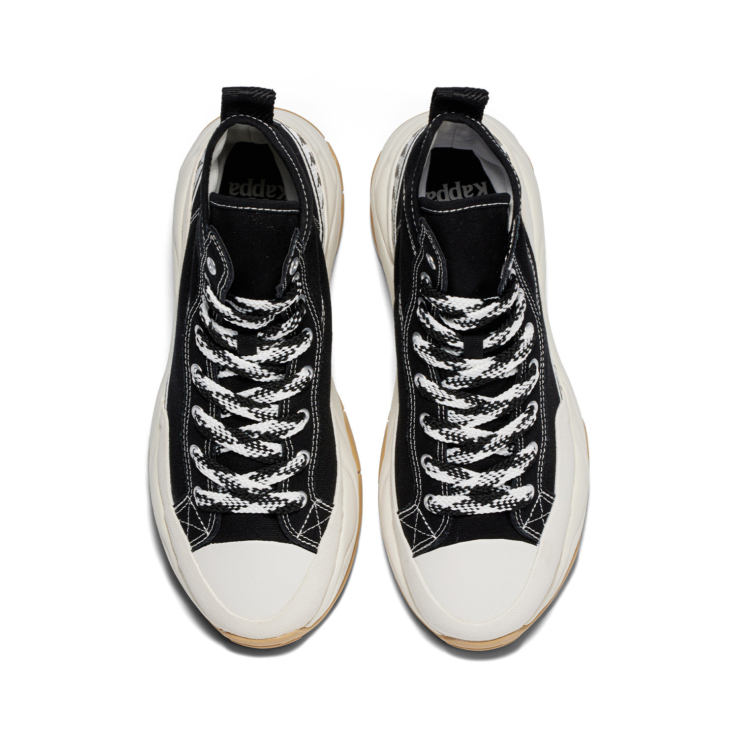 Kappa卡帕黑色简约百搭高帮帆布鞋女秋季潮流时尚休闲鞋防滑跑鞋