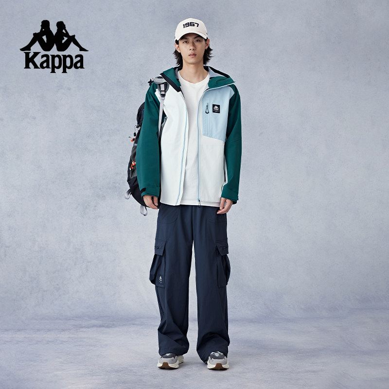Kappa卡帕背靠背防泼水冲锋衣男士运动休闲上衣户外爬山穿搭外套