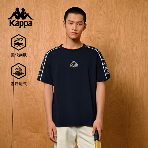Kappa卡帕背靠背复古纯棉t恤男2025新款夏季休闲短袖宽松运动上衣