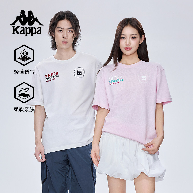 Kappa卡帕背靠背新款夏季情侣运动短袖男宽松休闲t恤透气上衣女款