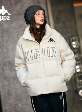 Kappa卡帕羽绒服女款2025新款冬季鸭绒情侣立领保暖外套面包服男