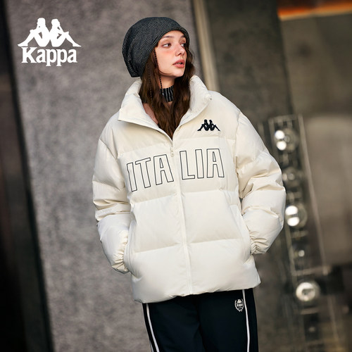 Kappa卡帕羽绒服女款2025新款冬季鸭绒情侣立领保暖外套面包服男