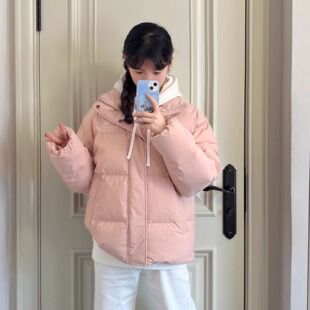 Kappa卡帕运动羽绒服女款2024冬季新款保暖黑色防寒服短款外套男