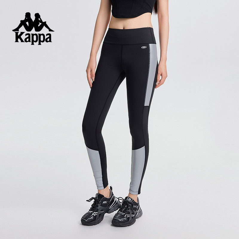 KAPPA卡帕运动裤女2025新款高腰提臀紧身跑步训练健身瑜伽长裤子