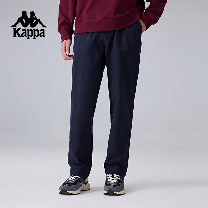 Kappa卡帕背靠背新款运动长裤男复古直筒裤松紧腰休闲裤弹力裤子