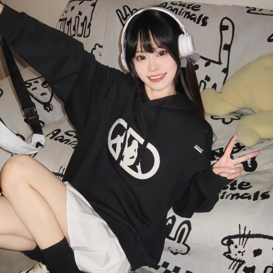 Kappa卡帕背靠背新款复古连帽运动卫衣女款针织套头衫男长袖上衣